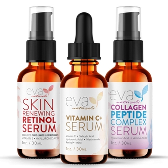 Trifecta Serum Bundle - Vitamin C Plus, Collagen Peptide Serum, Retinol Serum - Serum Set for Collagen Boost, Anti Aging & Youthful Glowing Skin
