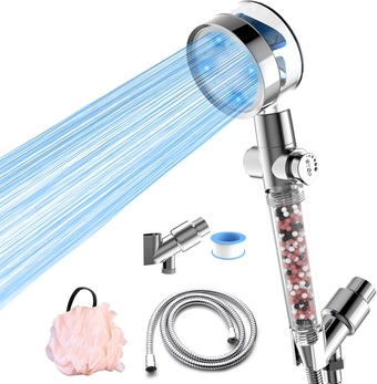 Filtered High Pressure Shower Head with Handheld for Hard Water,Detachable Water Softener Led Shower Heads Color Changing,Turbo Hydro Shower Jet Clear Pressure Boosting Mineral Showerheads with Hose
