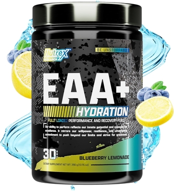 EAA Hydration | EAAs + BCAA Powder | Muscle Recovery, Strength, Muscle Building, Endurance | 8G Essential Amino Acids + Electrolytes | Blueberry Lemonade 30 Servings