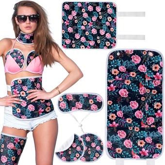 4 Pcs Castor Oil Pack Kit Adjustable Flannel Cloth Castor Oil Wrap Reusable Anti Oil Leak Castor Oil Compress with Elastic Strap for Neck Breast Waist Liver Knee, Oil Not Included, Floral Style