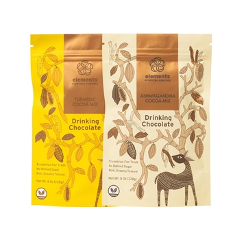 Dark Hot Chocolate Variety Pack - Turmeric & Ashwagandha- Heavy Metal Tested- Handmade Dark Hot Chocolate Mix w/Raw, Organic Cacao Powder - Vegan Hot Cocoa Mix - 8 oz, Pack of 2