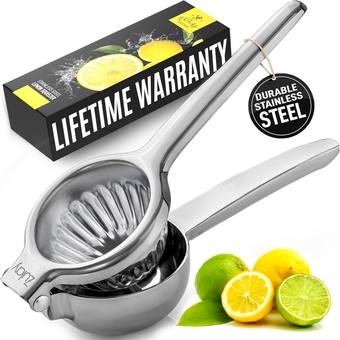 Lemon Squeezer Stainless Steel - Premium Quality, Heavy Duty Solid Metal Squeezer Bowl - Large Manual Citrus Press Juicer and Lime Squeezer Stainless Steel
