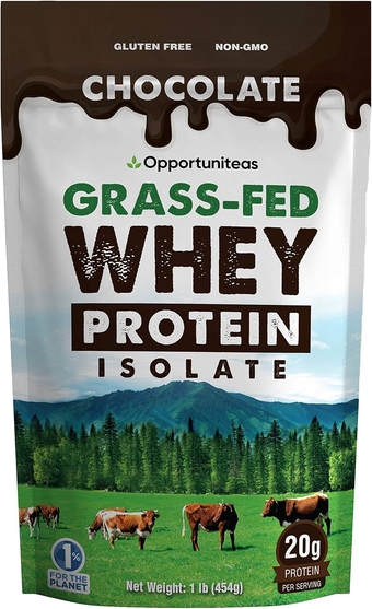 Chocolate Whey Protein Powder - Grass Fed Whey Isolate - 20g Protein + Organic Cacao + Himalayan Salt - Delicious Taste for Shakes, Smoothies & Cooking - Gluten Free & Non GMO - 1 lb