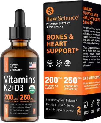 Vitamin K2 D3 upplement Drops, Liquid Vitamin D & MK-7 with Coconut Oil, Calcium upplement for Bone Density, Heart upport for Adult Women & Men, High Absorption Vit K2 Formula, Made in UA, 2 fl oz