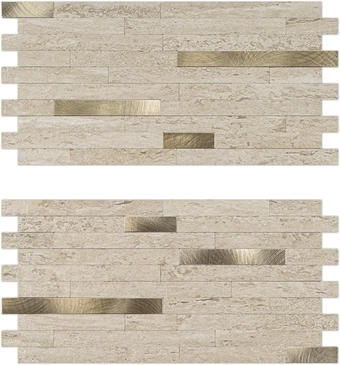 Peel and Stick Backsplash, 20-Sheet Peel and Stick Tiles 12.1" x 5.9" Stick on Backsplash PVC Wall Tile for Kitchen Fireplace (Beige Sandstone Texture)