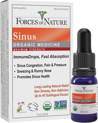 - Natural Organic Sinus Maximum Strength Medicine (10ml) Non Drowsy, Non Addictive, Non GMO -Fight Congestion, Sinus Pressure, Pain, Sneezing and Runny Nose, Promote Sinus Health