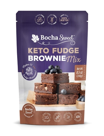 BochaSweet Keto Fudge Brownie Mix - Makes 12 Deliciously Moist Fudge Brownies - Sugar Free, Gluten Free, 100% Keto, Diabetic Friendly, Non GMO - Sweetened with BochaSweet (1g Net Carbs) - Quick & Easy to Make - 8.5 oz