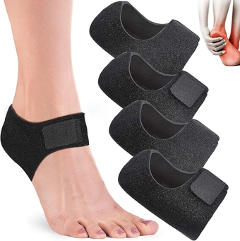 4 Pieces Heel Cushions Protectors Plantar Fasciitis Heel Pads Heel Cushion Inserts Heel Cups Adjustable Breathable Heel Support for Cracked, Dry, Achilles Heels, Heel Pain Relief (L, Black)