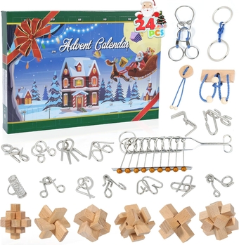 Advent Calendar 2023, Christmas Countdown Calendar Gift Box with 24 Brain Teaser Puzzles, Xmas Countdown Calendar Challenge for Adults Teens Boys Girls Kids Girls Kids
