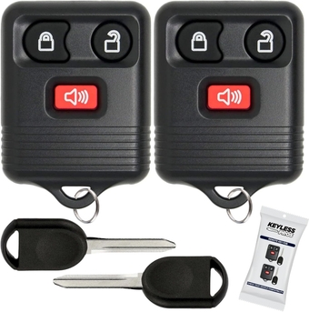 3-Button Keyless Entry Remote Key Fob Replacement with Ignition Key, fits Ford F150 F250 Explorer Expedition, Lincoln, Mercury, Mazda, CWTWB1U331, GQ43VT11T, CWTWB1U345 (2-Pack)