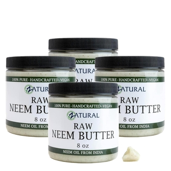 Organic Neem Butter-Coconut Oil, Neem Oil, Neem Leaf, Marula Oil, Kokum Butter, Rosemary, For Sensitive Skin, Itchy Skin, 4 Pack, 8 oz. Jars