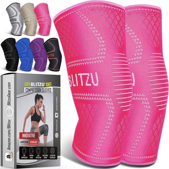 2 Pack Knee Brace, Compression Knee Sleeves for Men, Women, Running, Working out, Weight Lifting, Sports. Knee Braces Support for Knee Pain Meniscus Tear, ACL, Arthritis Pain Relief. Pink XL