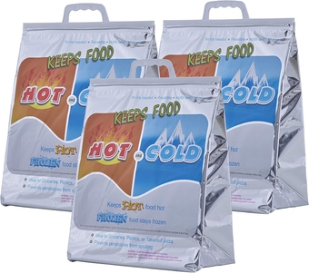 Hot and Cold Insulated Bags for Food Delivery, Grocery Shopping Bags, Food Storage for Hot and Frozen Food for Travel, Disposable Cooler Bag, Reinforced Thermal Lunch Bag (3, 13"x7"x15.5")