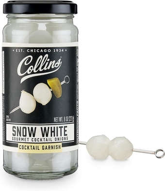 Gourmet Snow White Cocktail Onion - Pickled Onion jar for Cocktails, Bloody Mary ingredients, Meat and Cheese Trays and Snacks - Pickled Onions 8oz