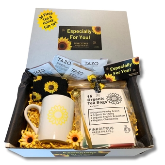 Sunflower Gifts For Women Tea Sampler And Honey Basket Set Get Well Soon Thinking Of You Fabulous Care Package Sunshine Birthday Gift Box