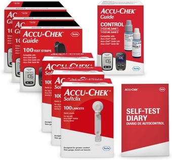 Softclix Diabetes Blood Sugar Test Kit for Diabetic Glucose Monitoring: 300 Softclix Lancets, 300 Guide Test Strips, and Control Solution (Packaging May Vary)