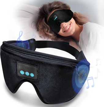 Soothing Sleep Mask w/Built-in Headphones | Bluetooth Streaming, Built-in Mic, Hands-Free Phone Calls, Onboard Controls, Rechargeable Battery, Adjustable Fit, Washable Ultra-Plush Fabric