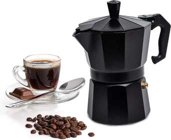 Aluminum Moka Stove Coffee Maker, Moka Pot Coffee Maker for Gas, Electric Stove Top, Classic Italian Coffee Maker, Black Espresso Maker Stovetop, Excellent Camping Pot 3 Espresso Cup 5 Oz