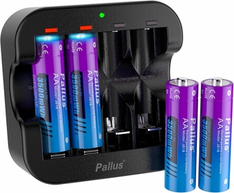 Rechargeable 1.5V Lithium Batteries AA, 4-Pack 3500mAh Li-Ion Rechargeable AA Batteries Fast Charging for Household Office, Blink Security Camera, Long-Lasting, Constant Output, 1600 Cycles