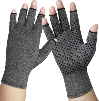 Copper Compression Arthritis Gloves. Best Copper Infused Glove for Arthritis Hands, Arthritic Fingers, Carpal Tunnel, Computer Typing, Hand Support. Fingerless for Women and Men (Small)