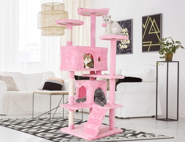 54'' Tall Cat Tree for Indoor Cats, Multi-Level Cat Furniture with 3 Cat Scratching Post, 3 Stand Platform and 2 Cat Condo, Cat Tower with Funny Toys, Corner Cat Tree and Towers for Large Cats
