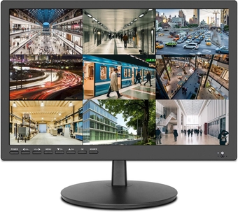17inch Security Monitor,Wall-Mounted Monitor Supports USB/Full Format Video Playback,CCTV Monitor with AV/HDMI Input/VGA/Headphone Output,Built-in Speaker, Remote Control