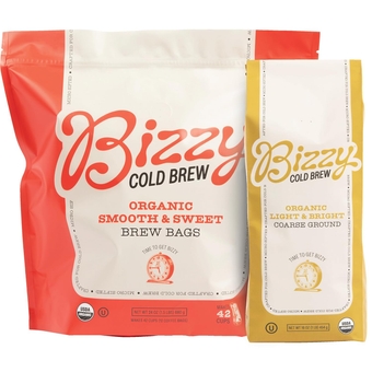 Organic Cold Brew Coffee | Bundle | Coarse Ground Coffee | Light & Bright 1 LB + Smooth & Sweet Pitcher Pack 12-count | 2 Pack
