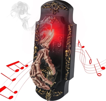 Halloween Decorations Set, Halloween Doorbell with Animated Skeleton Hand, Halloween Party Decorations with Horrible Sounds LED Red Light White Smoke, Trick or Treat Event for Kids
