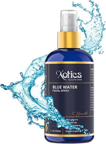 Xotics Blue Water Facial Spray - 8oz - Hydrating Face Mist Spray with a Blend of Aloe Vera - Refreshing Facial Toner Spray for Men & Women, Aftershave, Daily Moisturizing Facial Splash All Skin Types