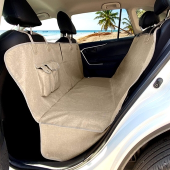 Dog Seat Cover for Back Seat-More Durable Waterproof Backseat Protector, High Heat Resistant and Nonslip Hammock Cover for Dogs Kids, Universal Size Fits Cars, Trucks, SUVs (Khaki)