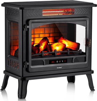 Electric Fireplace Infrared Heater 3D Freestanding Fireplace Stove Heater with Remote Control, Timer, Adjustable Flame Effect, Upgraded Safety Protection 24"