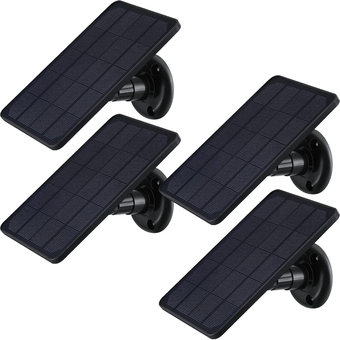 Solar Panels for Security Camera Charging Solar Panel for Wireless Camera 360° Adjustable Mounting Solar Panels IP67 Waterproof Compatible with DC 5V 4W Camera USB or USB-C Port (Black, 4 Pack)
