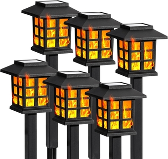 Solar Lights for Outside,6 Pack Flickering Flame LED Solar Outdoor Lights, Waterproof Solar Garden Lights Maintain 10 Hours of Lighting for Christmas, Garden, Landscape, Path, Yard, Patio