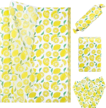 100 Sheet Lemon Tissue Paper Yellow Lemon Pattern Wrapping Tissue 19.7 x 13.8 Inch Summertime Fruit Decorative ATR Tissue for Summer Birthday Baby Shower Party Craft Gift Packing Decor