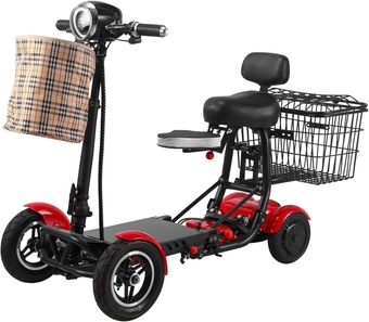 Dragon Mobile Foldable Lightweight Lithium Li-on Battery Power Scooters, Multi Terrain Easy Travel Electric Mobility Scooter for Adults, Seniors with Child Seat by  (DM - Red)