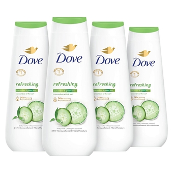 Body Wash Refreshing Cucumber and Green Tea 4 Count Refreshes Skin Cleanser That Effectively Washes Away Bacteria While Nourishing Your Skin 20 oz