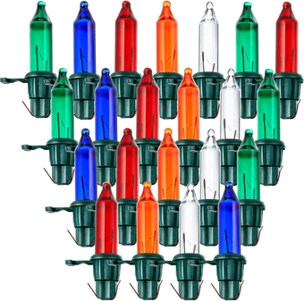 60 Count Replacement Christmas Tree Light Bulbs 2.5v 0.425 Watt Replacement Light Bulb Mini Incandescent Wire String Lights Decoration for Prelit Xmas Tree (Green Base with Colorful Bulb)