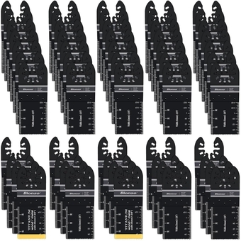 55PCS Oscillating Saw Blades, Professional Universal Titanium Multitool Blades for Wood Plastics Metal, Quick Release Multi Tool Kits Fit Dewalt Ryobi Milwaukee Rockwell Fein Makita