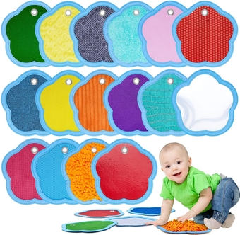 16 Set Mini Sensory Mats Assorted Textured Sensory Floor Tiles Sensory Walls Pads Classroom Play Mats Educational Tactile Sensory Toys for Preschool Autistic Room Calming Activity(Cloud Style)