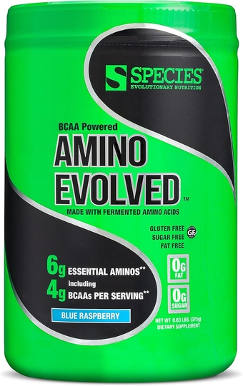 Amino Evolved EAA & BCAA Powder, Fermented Amino Acids, Branched Chain Amino Acid Muscle Recovery & Endurance, Pre & Post Workout Supplement (Blue Raspberry, 30 Servings)