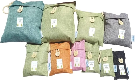 BAPBAG 10 Pack, Activated Bamboo Charcoal Air Purifier Bags for Home as Odor Absorber and Humidity Eliminator in Shoes, Car, Refrigerator, Closet, Desk, Release Wellbeing, Multi Color Size