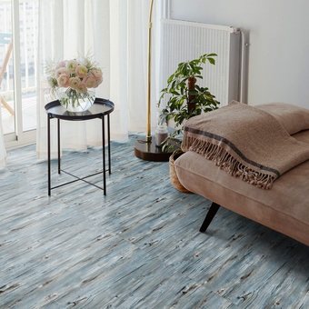 35in×6in Vinyl Flooring Peel and Stick Floor Tile Bathroom 4 PCS Natural Blue Wood Grain Look Sticky Floor Tiles Stickers Peel Stick Flooring with Self Adhesive and Waterproof