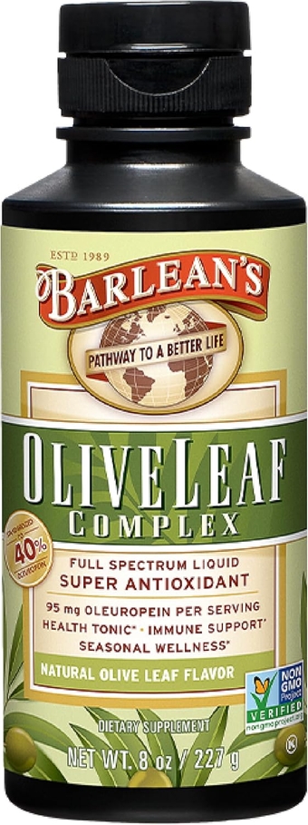 Olive Leaf Complex Liquid Immune Support Supplement with 95mg Oleuropein Antioxidants for Seasonal Wellness, Heart Health, & Immune System Booster, 8 Ounce