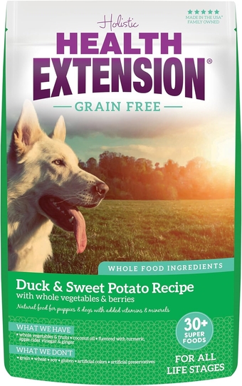 Dry Dog Food, Natural Food with Added Vitamins & Minerals, Suitable for All Puppies, Include Duck & Sweet Potato Recipe with Whole Vegetable & Berries (4 Pound)