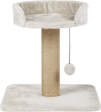 Mica 18-in Cat Tree for Kittens, Jute Scratching Post, Padded Platform, Dangling Cat Toy, Greige