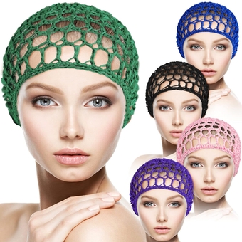 5Pcs Mesh Hair Net,Crocheted Thick Short Hair Net Cap,Soft Rayon Knit Snood Hat Sleeping,Women Hairnet Snoods Cover Ornament for Hair Accessories(Pink,Black,Blue,Purple,Green)