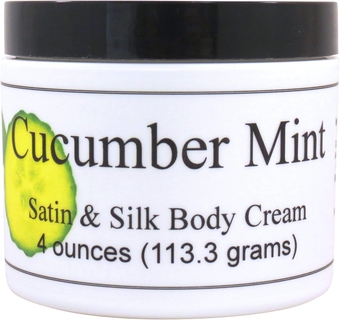 Cucumber Mint Satin and Silk Cream, Body Cream, Body Lotion, 4 oz - Shea Butter, Aloe, Silk Amino Acids, Vitamin E, Phthalate-Free, Handcrafted in USA - Perfect For Women
