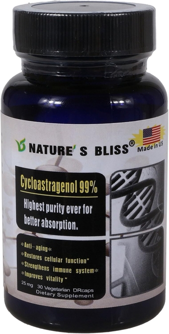 Cycloastragenol 25mg 99%,Telomere Supplements, Astragalus Root Extract, Anti Aging Supplement, Made in USA, Immunity Boost, Stomach Acid Protected, Super Absorption, 30 Capsules