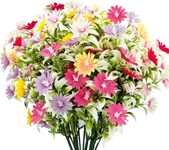 4 Bundles 20 Branches Artificial Silk Wild Flowers Faux Floral for Outdoor Indoor Home Arrangements Vase Table Wedding Centerpieces Garden Pots Party Decoration Mix Color(Fresh Style)
