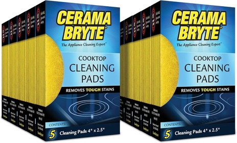 10 x 5 Pack Cleaning Pads Cooktop and Stove Top Cleaner for Glass - Ceramic Surfaces, 50 Count